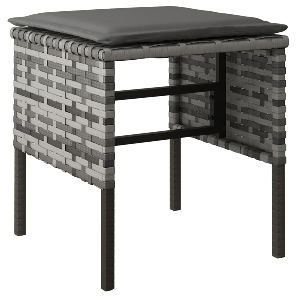 Garden Footstools With Cushions 4 Pcs Poly Rattan