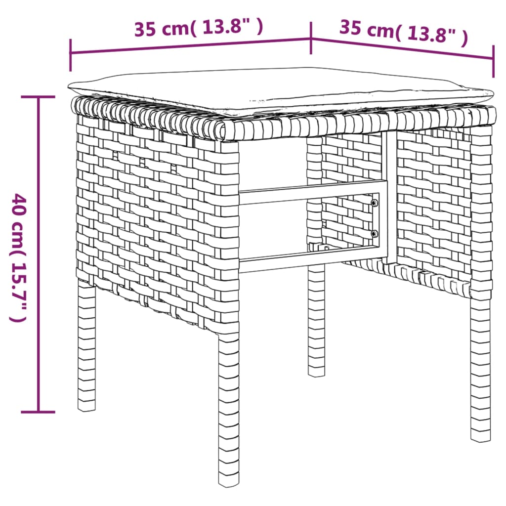 Garden Footstools With Cushions 4 Pcs Poly Rattan