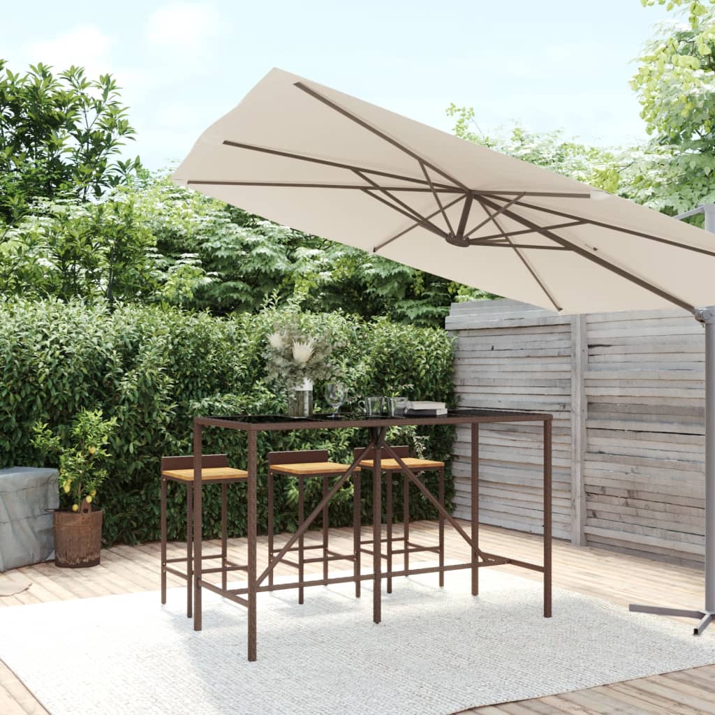 Bar Table With Glass Top Poly Rattan