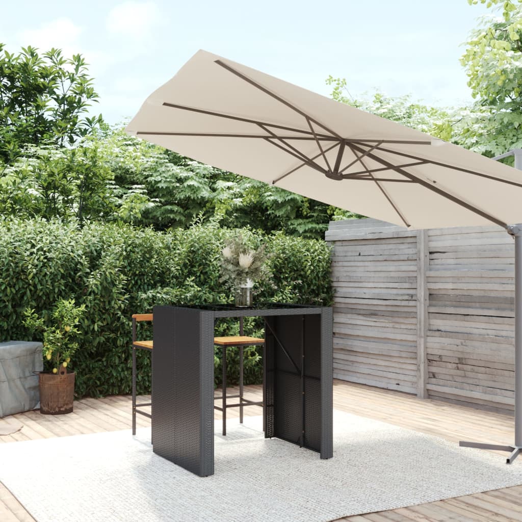 Bar Table With Glass Top Poly Rattan