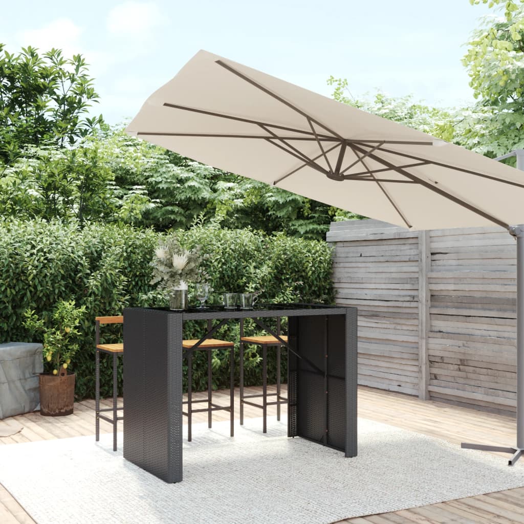 Bar Table With Glass Top Poly Rattan