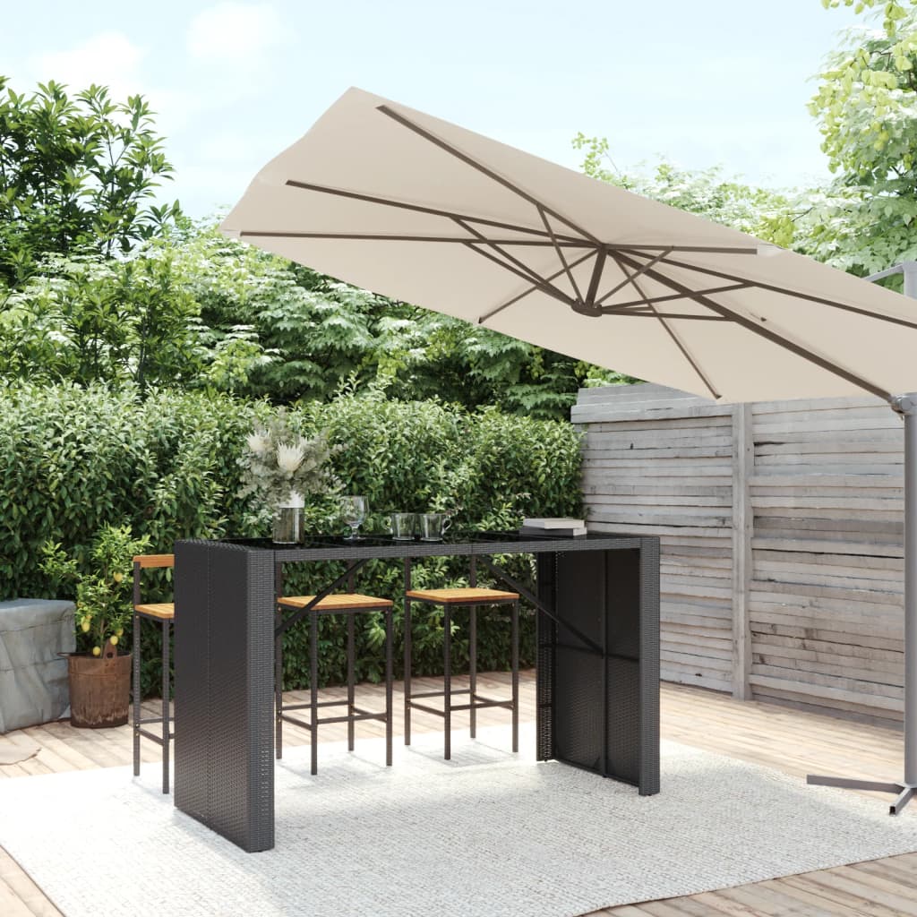 Bar Table With Glass Top Poly Rattan