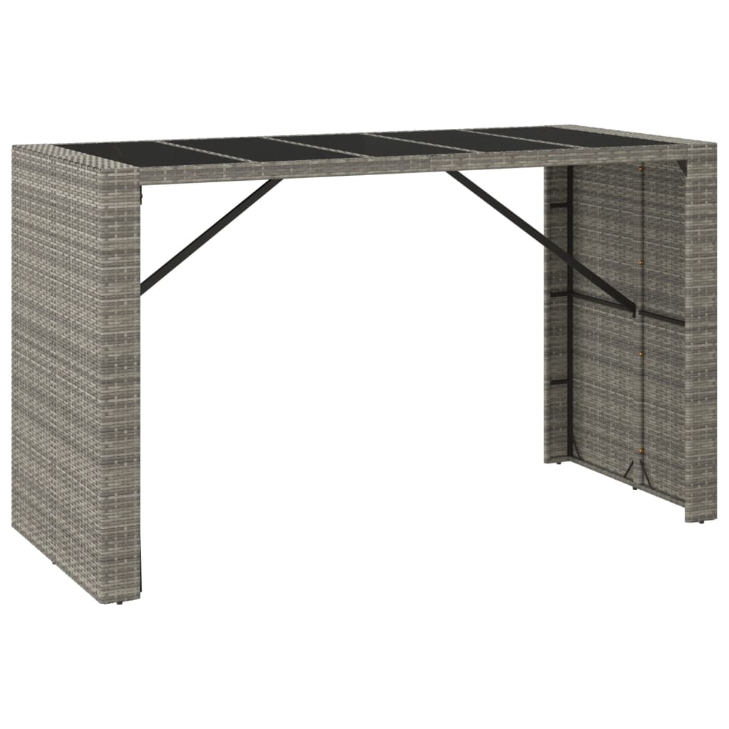 Bar Table With Glass Top Poly Rattan