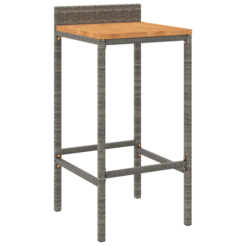 Bar Stools 4 Pcs Poly Rattan And Solid Wood Acacia