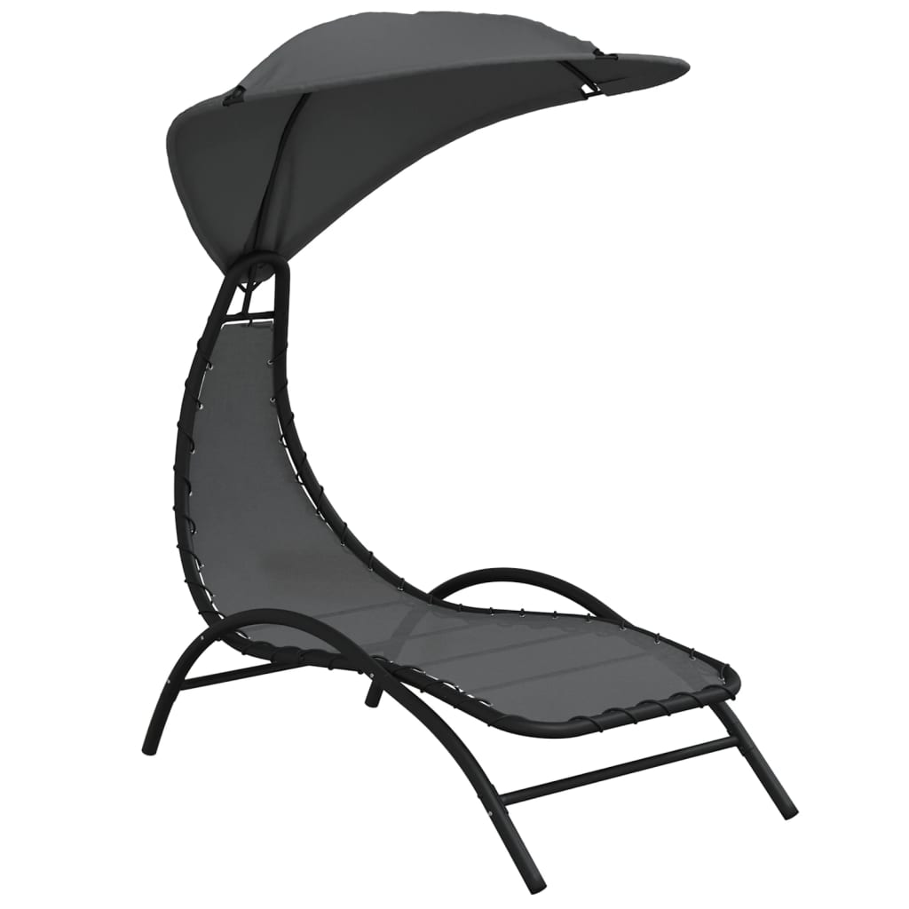 Sun Lounger With Canopy 167X80X195 Cm Fabric&Steel