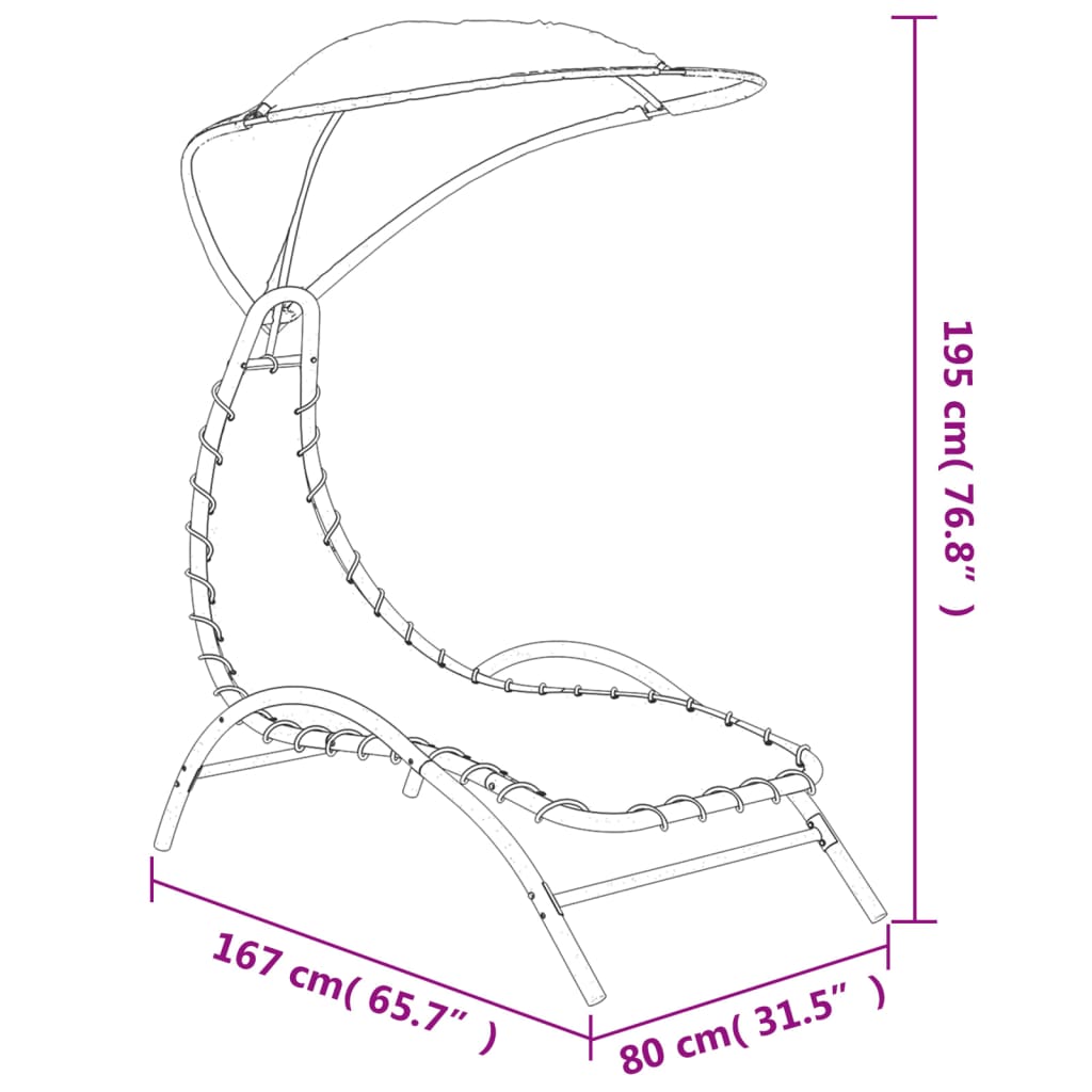 Sun Lounger With Canopy 167X80X195 Cm Fabric&Steel