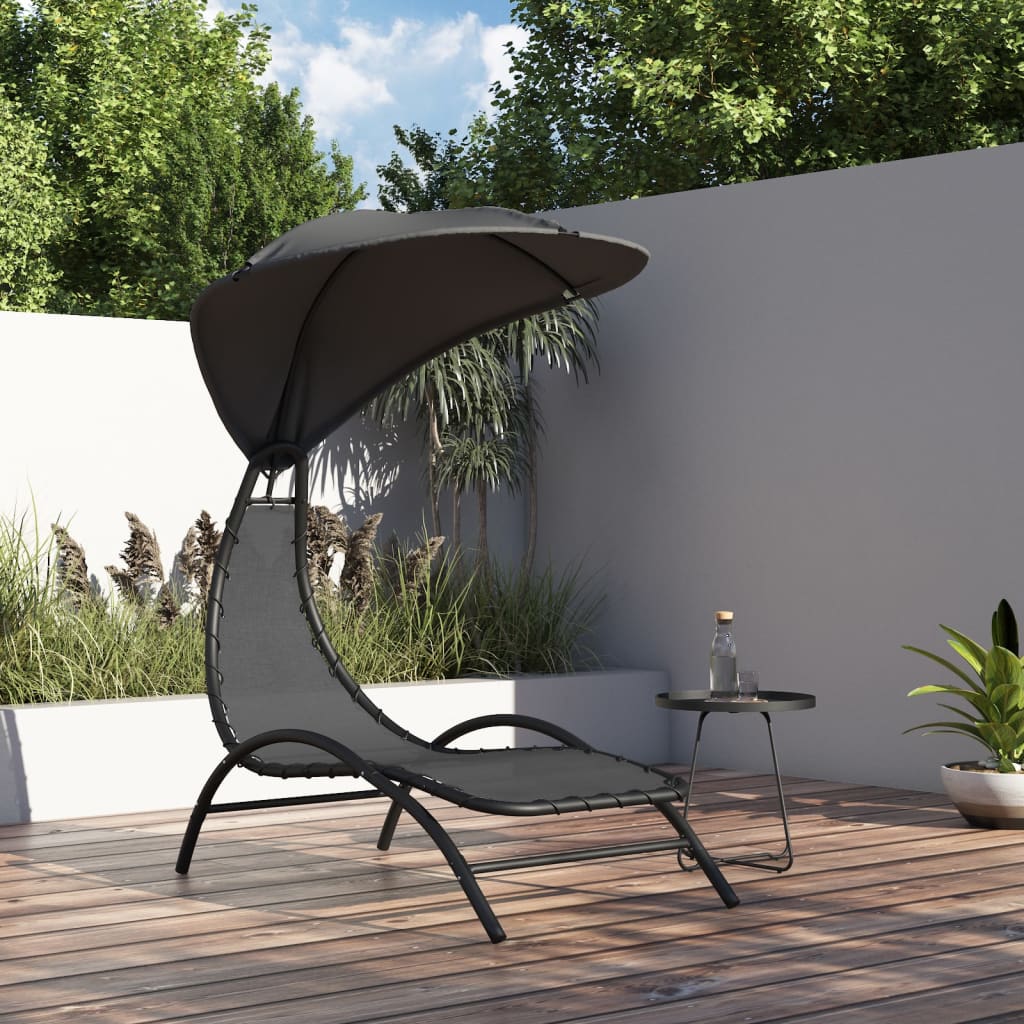 Sun Lounger With Canopy 167X80X195 Cm Fabric&Steel