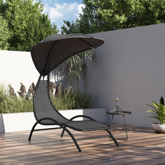 Sun Lounger With Canopy 167X80X195 Cm Fabric&Steel