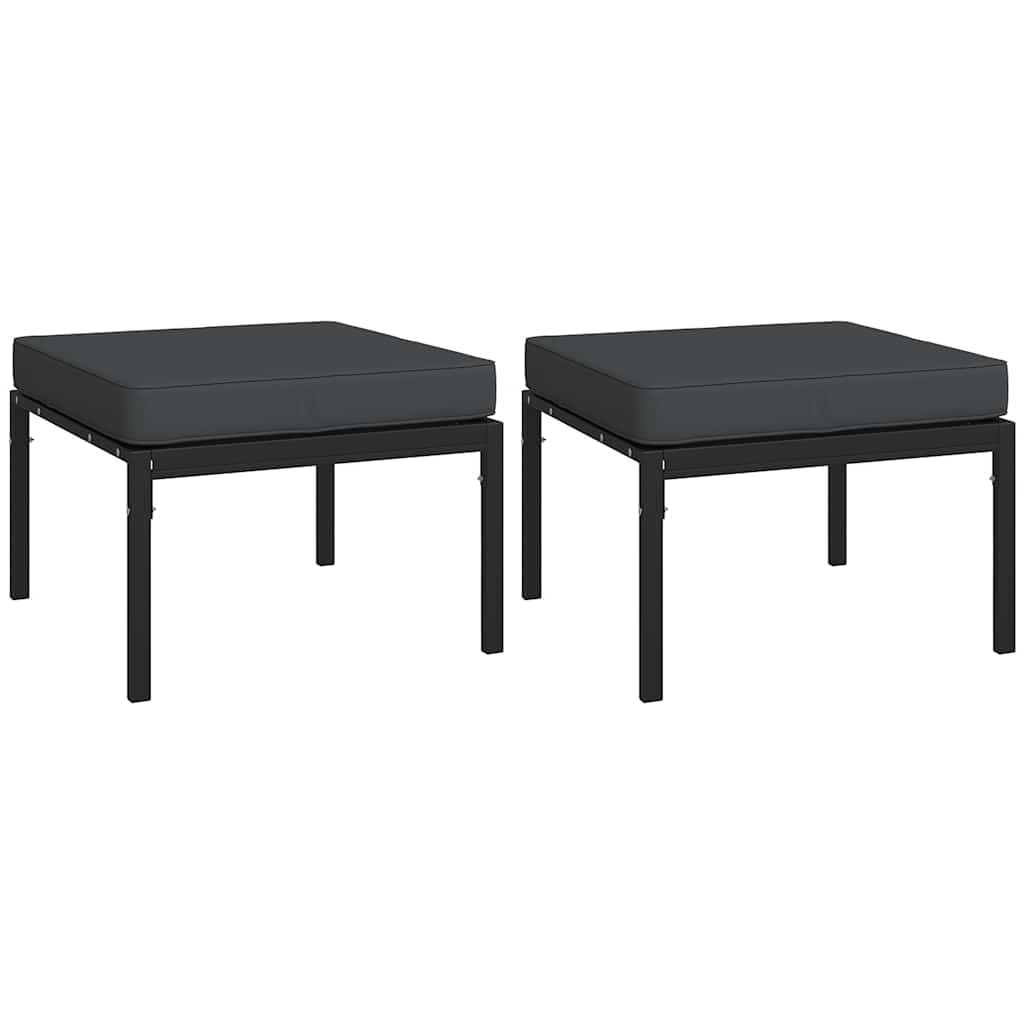Garden Footstools With Cushions 2 Pcs 60X60X35 Cm Steel