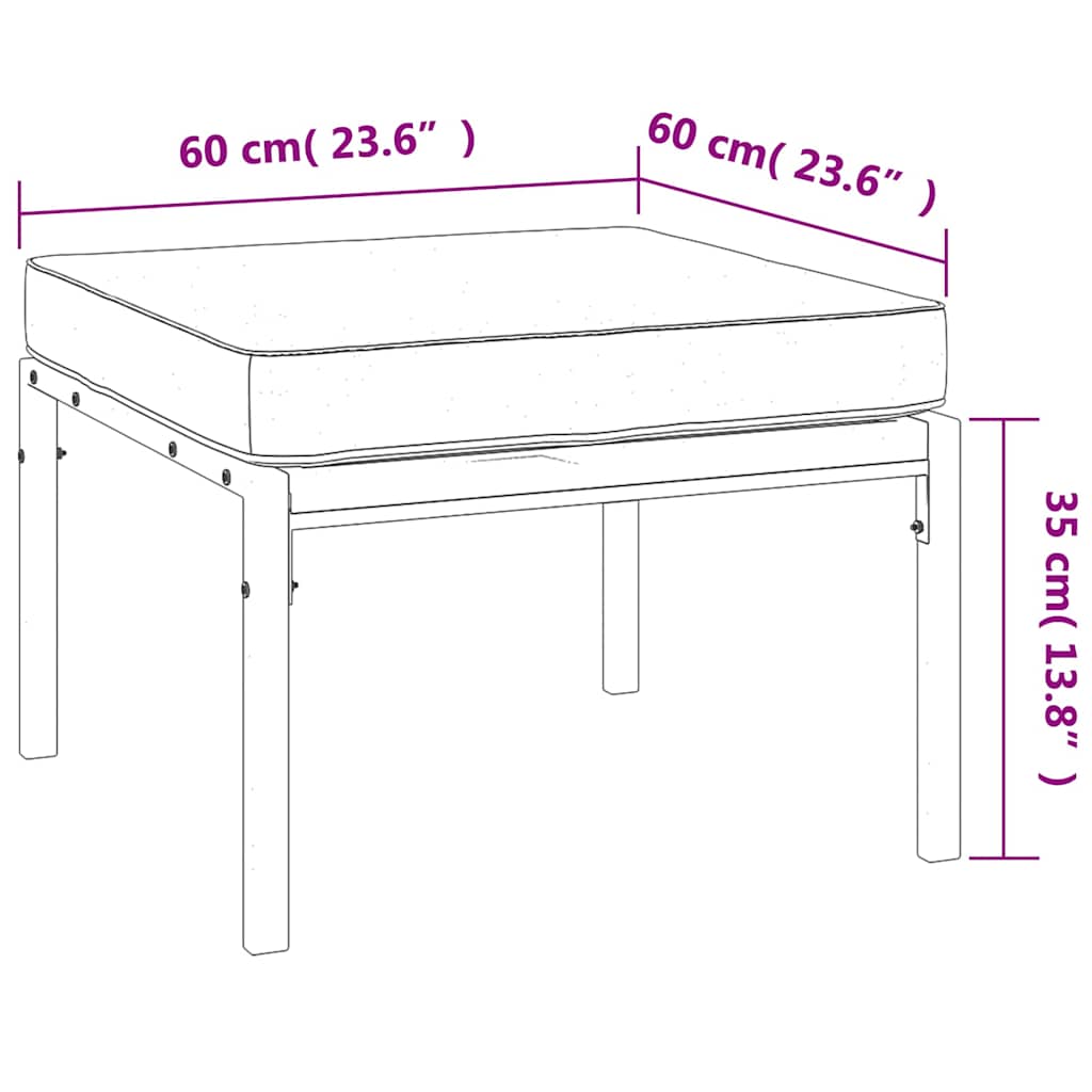 Garden Footstools With Cushions 2 Pcs 60X60X35 Cm Steel