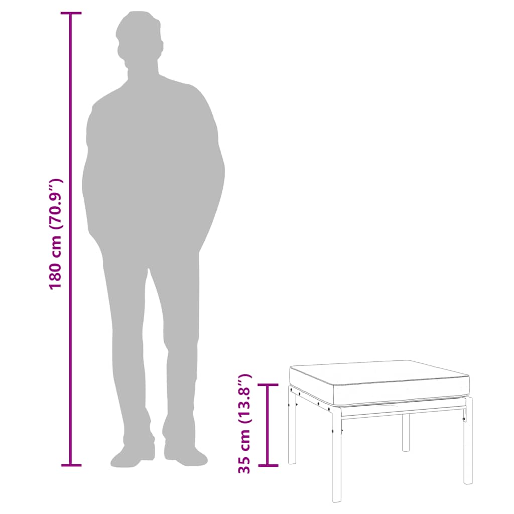 Garden Footstools With Cushions 2 Pcs 60X60X35 Cm Steel