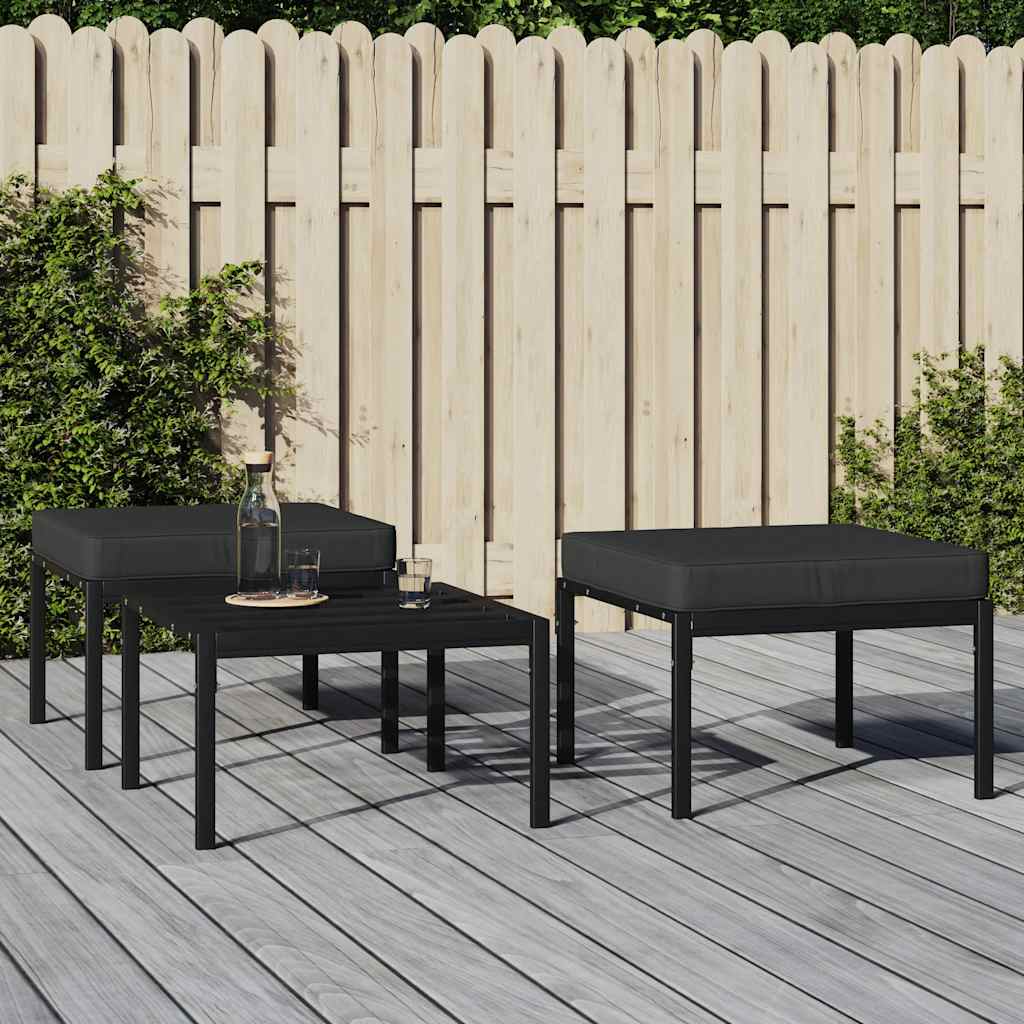 Garden Footstools With Cushions 2 Pcs 60X60X35 Cm Steel