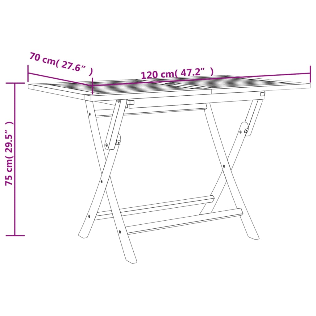 Folding Garden Table 120X70X75 Cm Solid Wood Teak