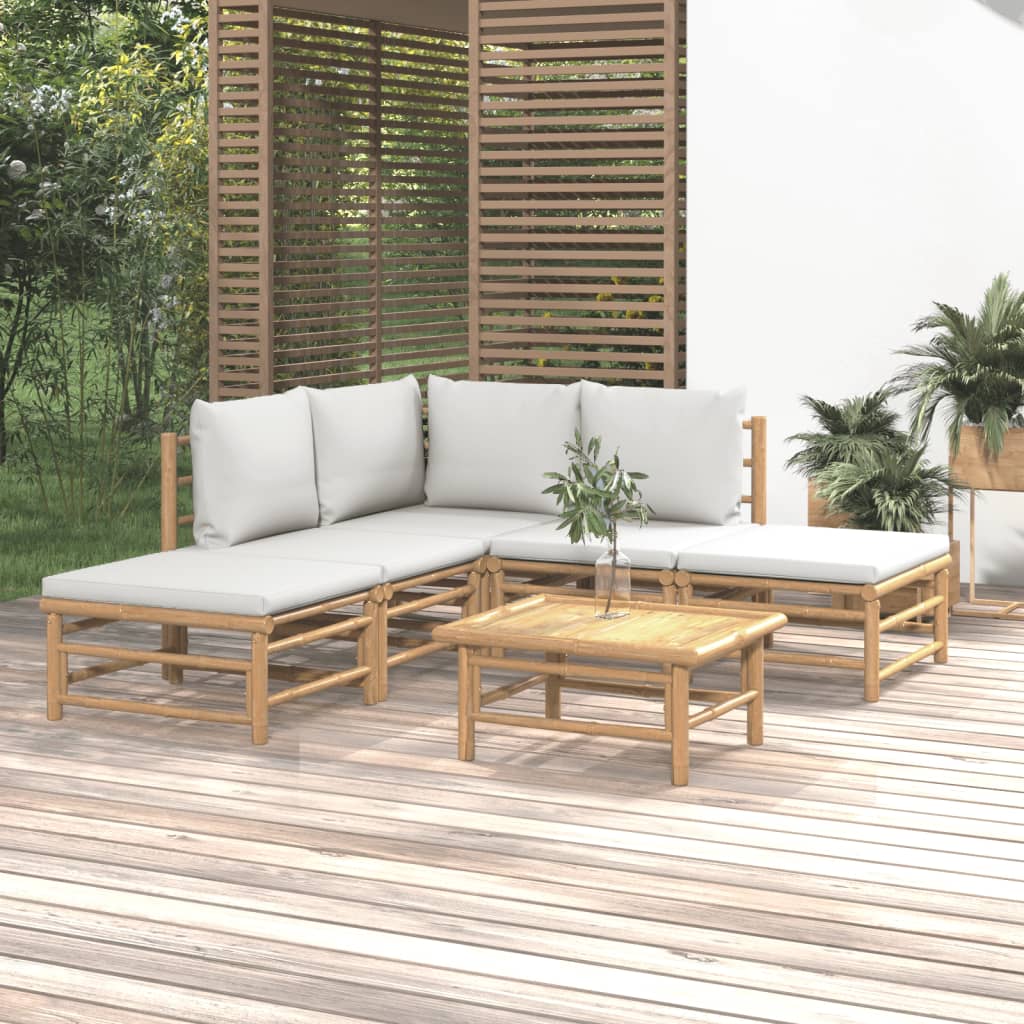 3 Piece Garden Lounge Set With Cushions Bamboo