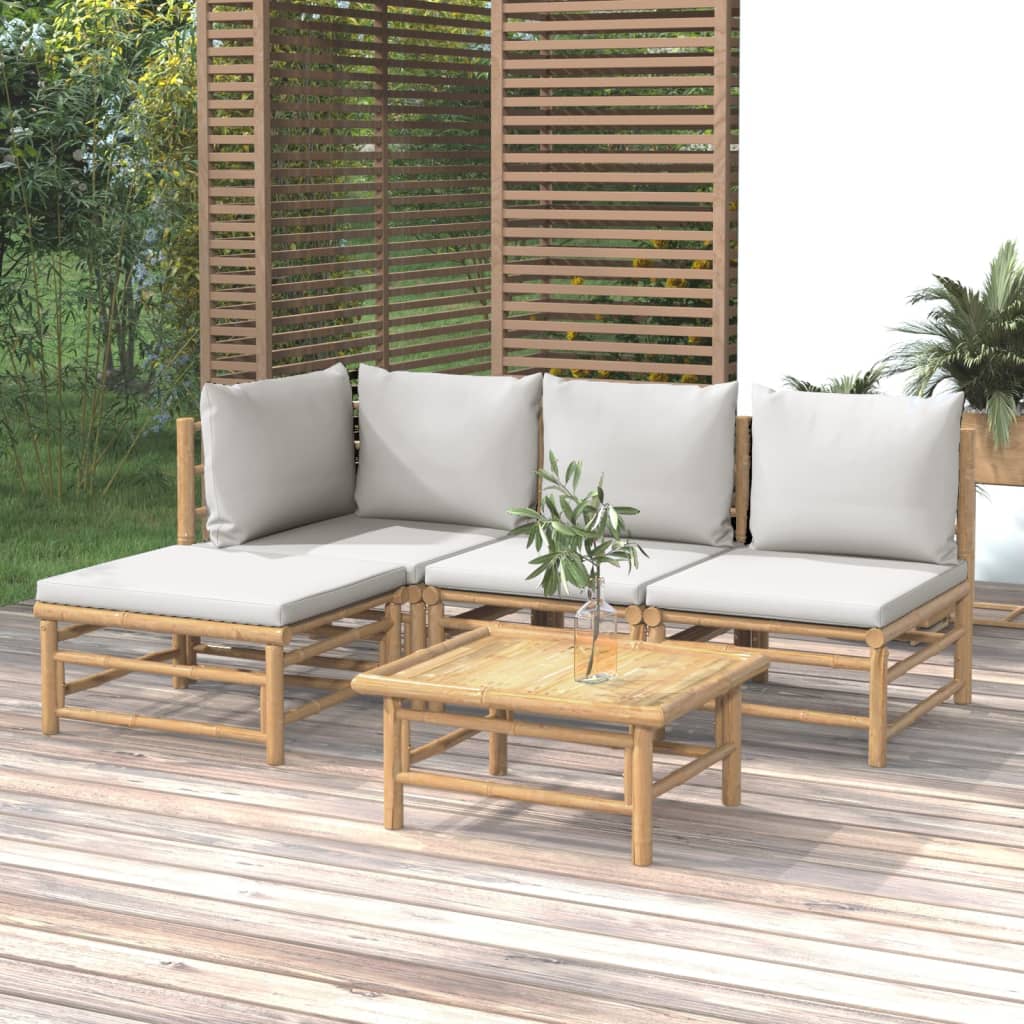 3 Piece Garden Lounge Set With Cushions Bamboo