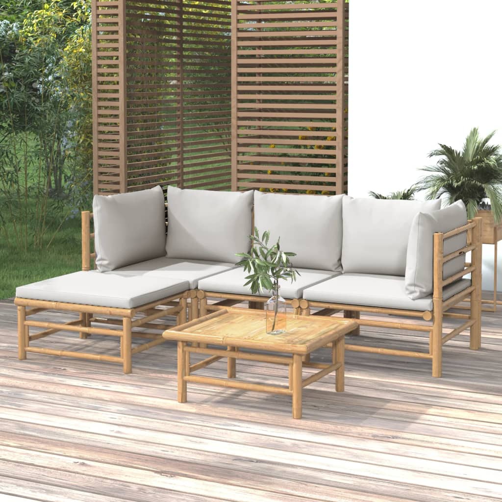 3 Piece Garden Lounge Set With Cushions Bamboo