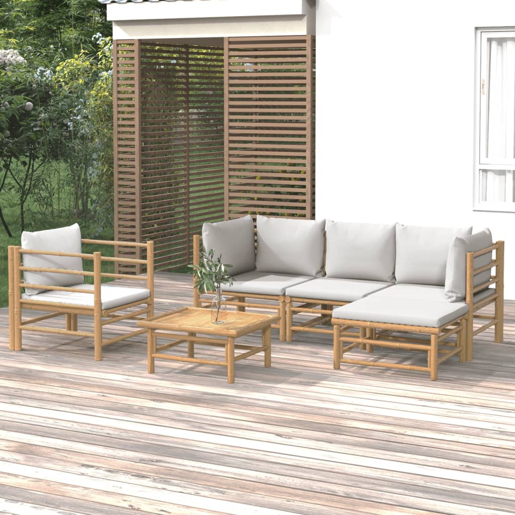 3 Piece Garden Lounge Set With Cushions Bamboo