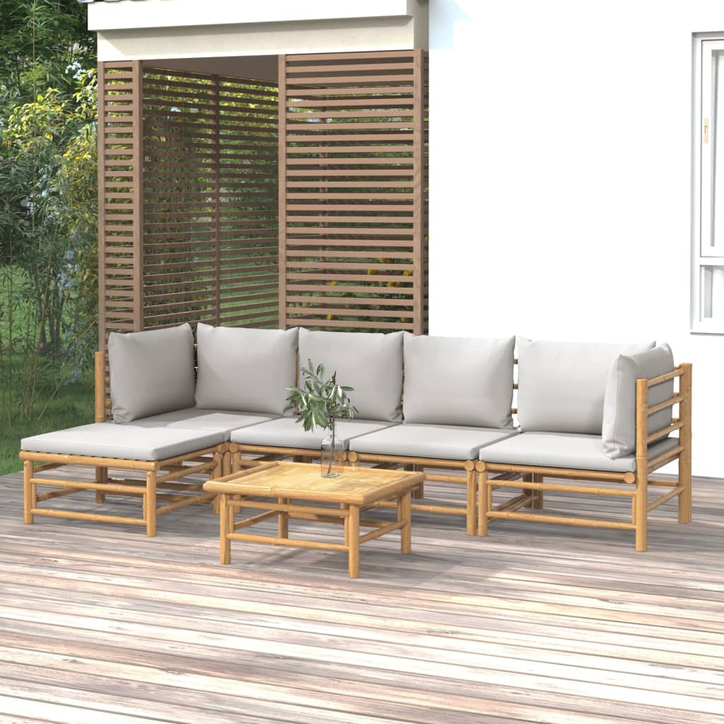 3 Piece Garden Lounge Set With Cushions Bamboo
