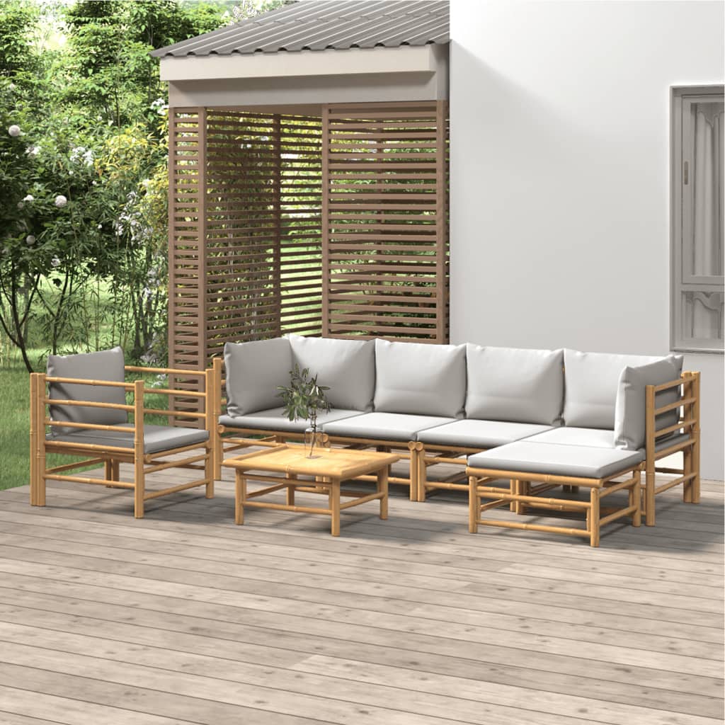 3 Piece Garden Lounge Set With Cushions Bamboo