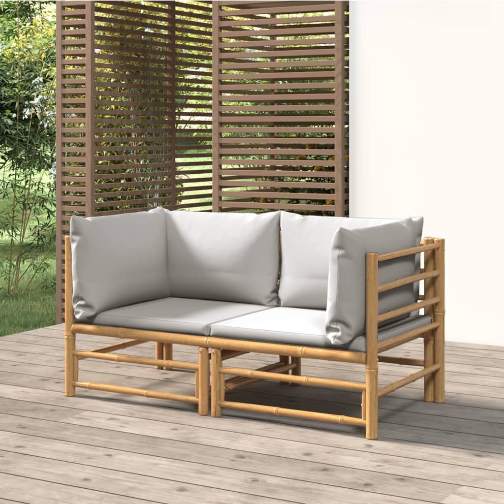 3 Piece Garden Lounge Set With Cushions Bamboo