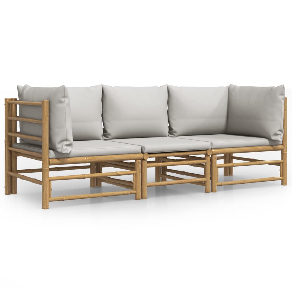 3 Piece Garden Lounge Set With Cushions Bamboo