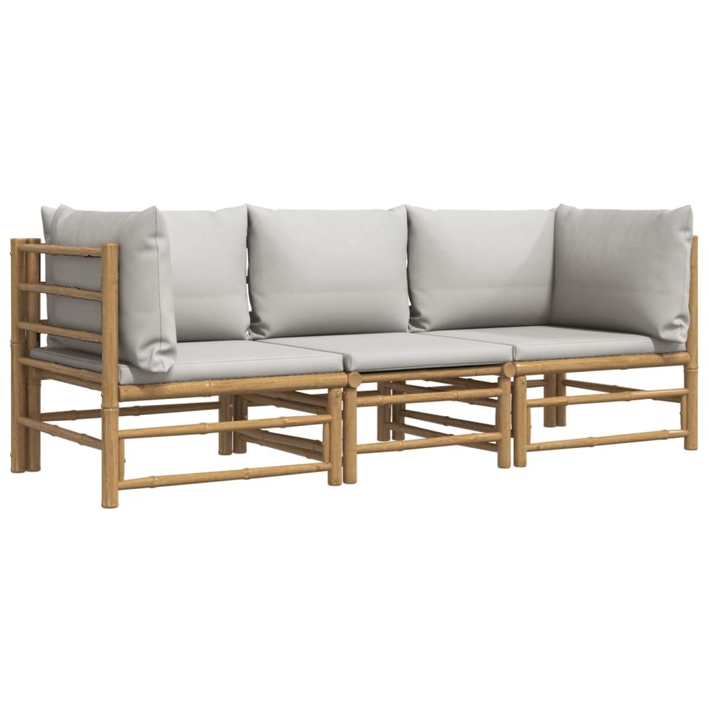 3 Piece Garden Lounge Set With Cushions Bamboo