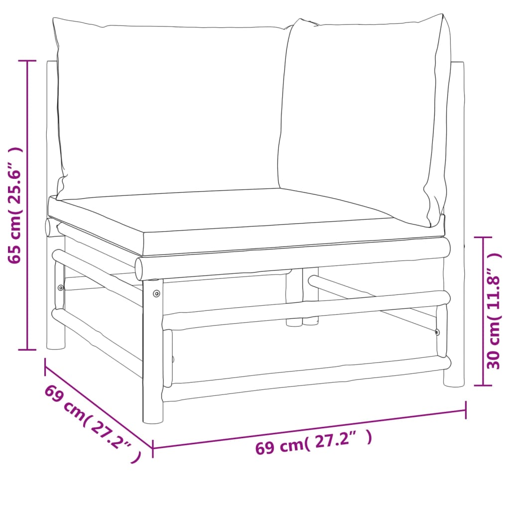 3 Piece Garden Lounge Set With Cushions Bamboo