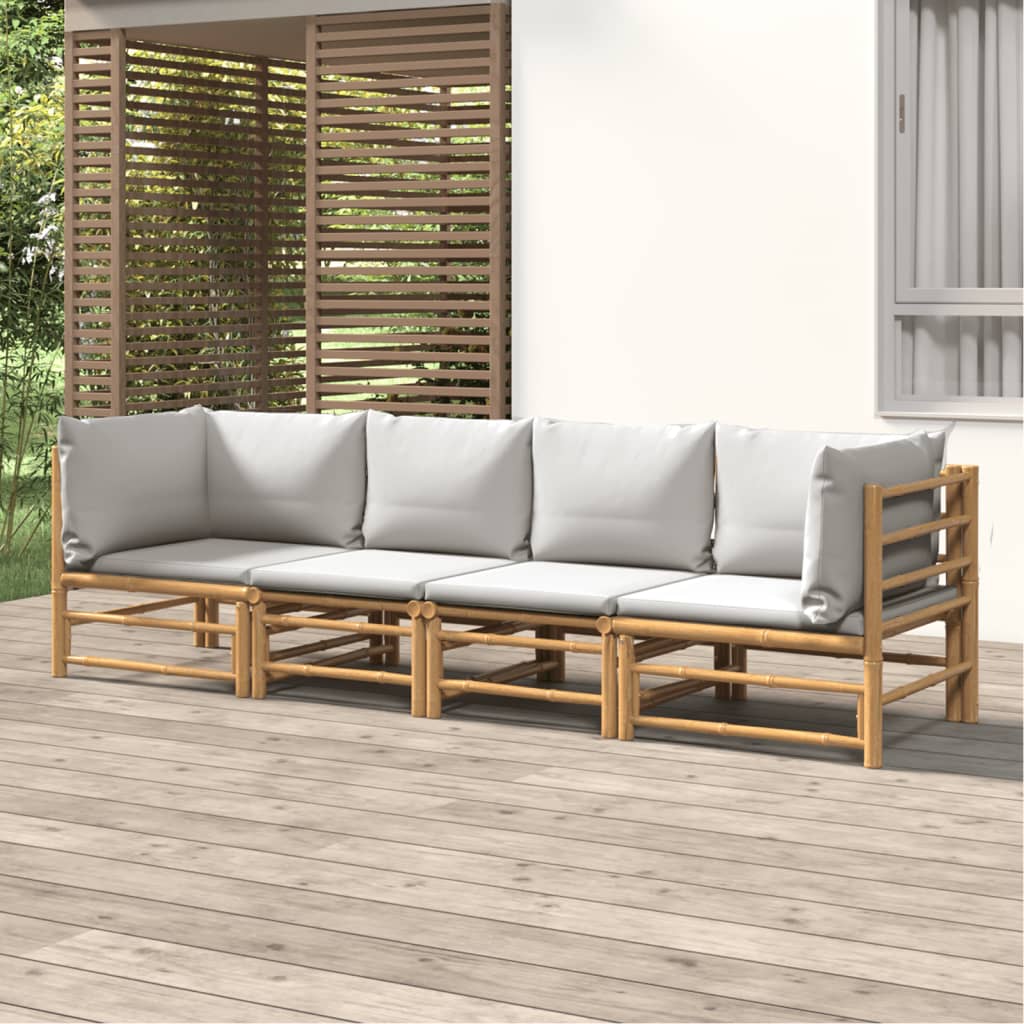3 Piece Garden Lounge Set With Cushions Bamboo