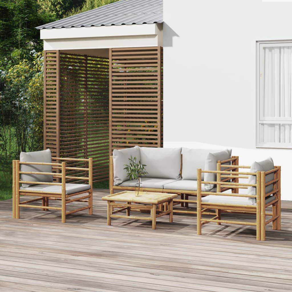 3 Piece Garden Lounge Set With Cushions Bamboo