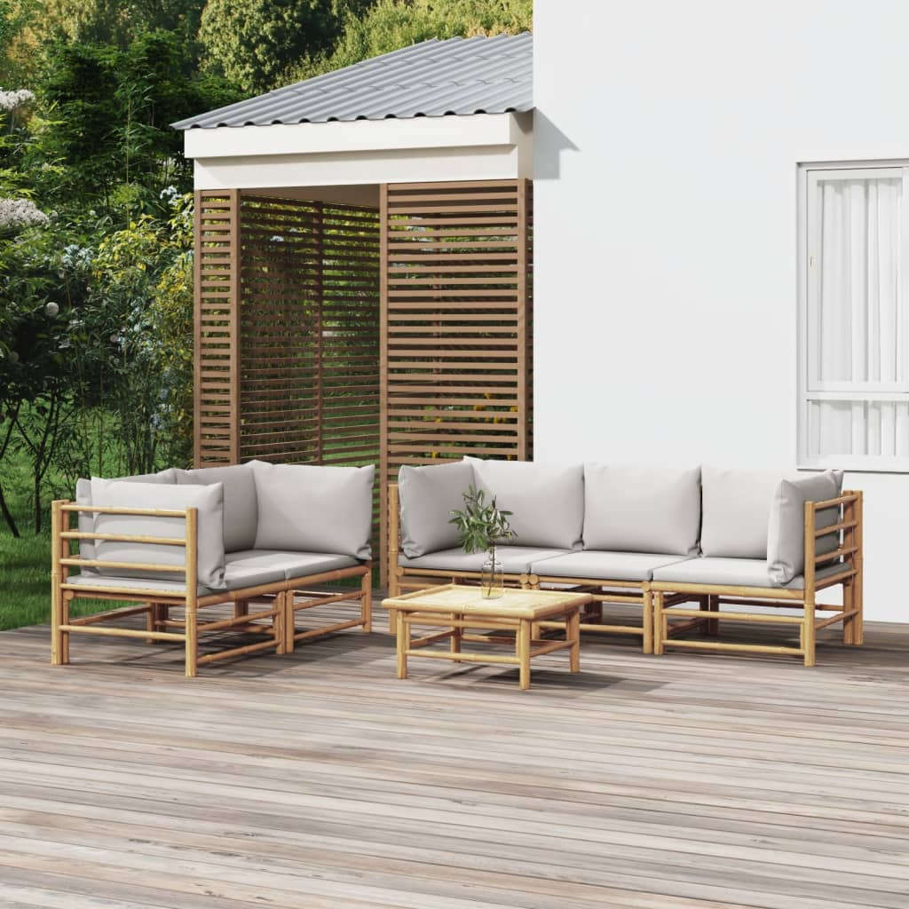 3 Piece Garden Lounge Set With Cushions Bamboo