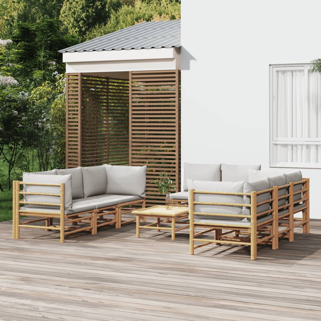 3 Piece Garden Lounge Set With Cushions Bamboo