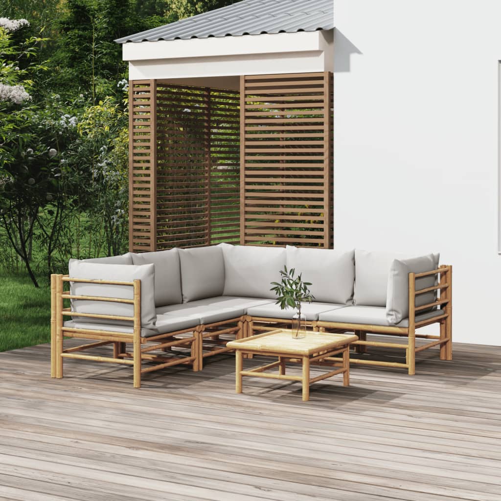 3 Piece Garden Lounge Set With Cushions Bamboo