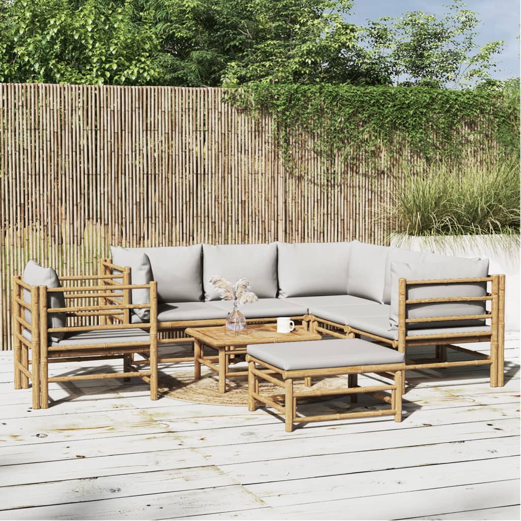 3 Piece Garden Lounge Set With Cushions Bamboo