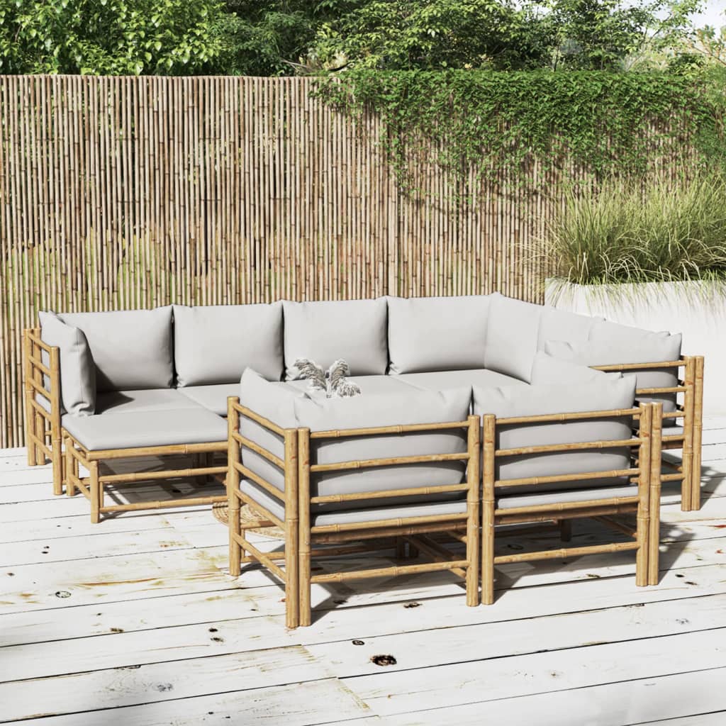3 Piece Garden Lounge Set With Cushions Bamboo