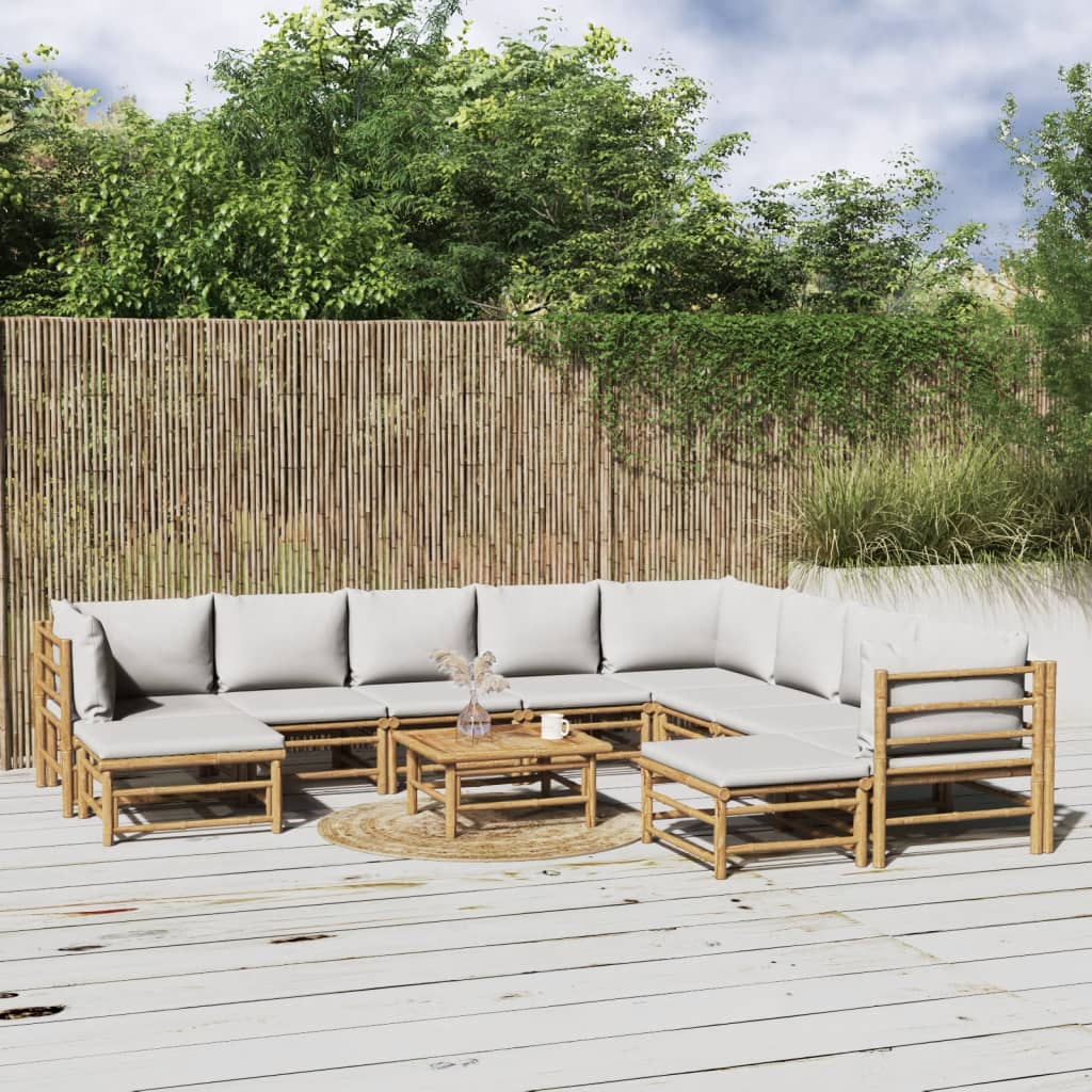 3 Piece Garden Lounge Set With Cushions Bamboo