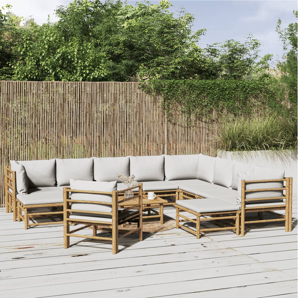3 Piece Garden Lounge Set With Cushions Bamboo