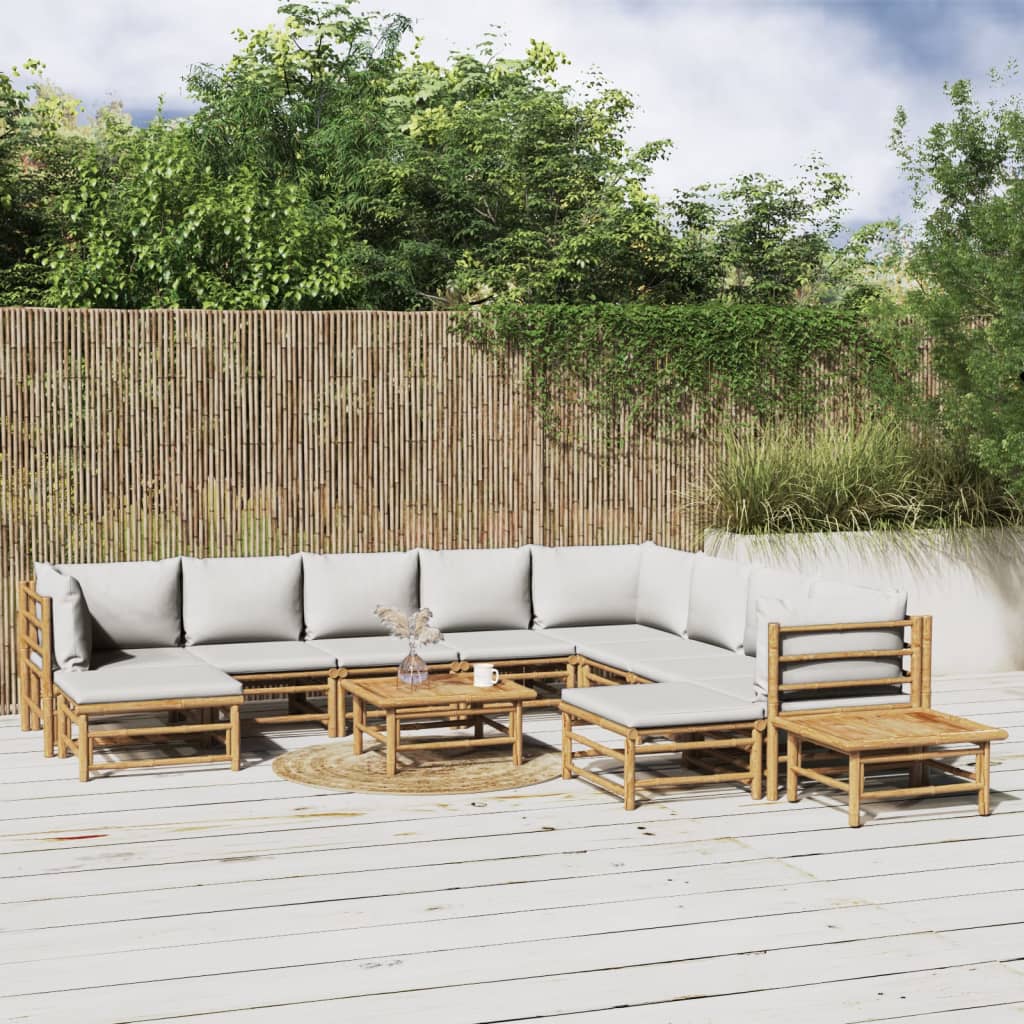 3 Piece Garden Lounge Set With Cushions Bamboo