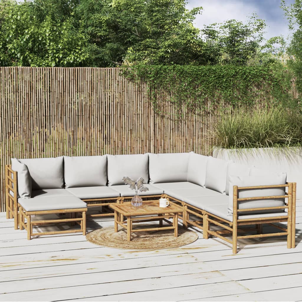 3 Piece Garden Lounge Set With Cushions Bamboo