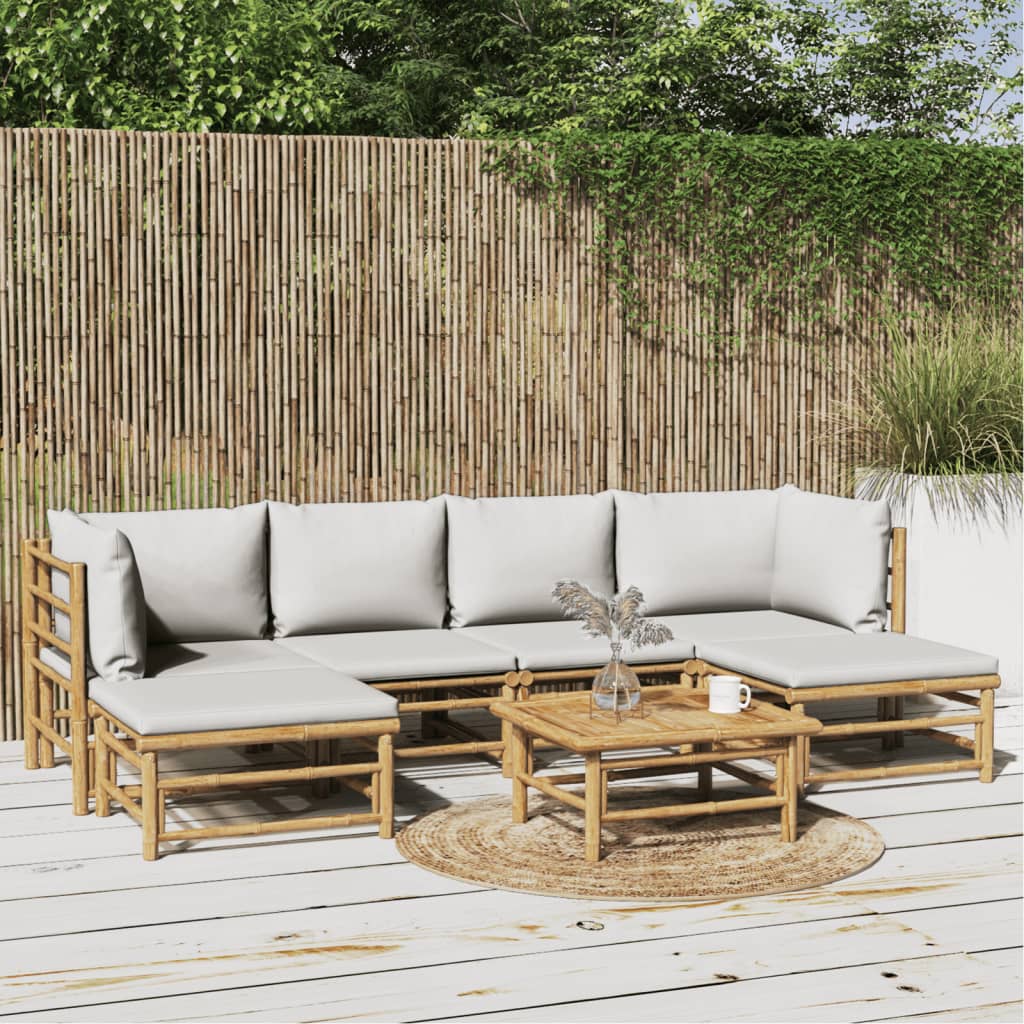 3 Piece Garden Lounge Set With Cushions Bamboo