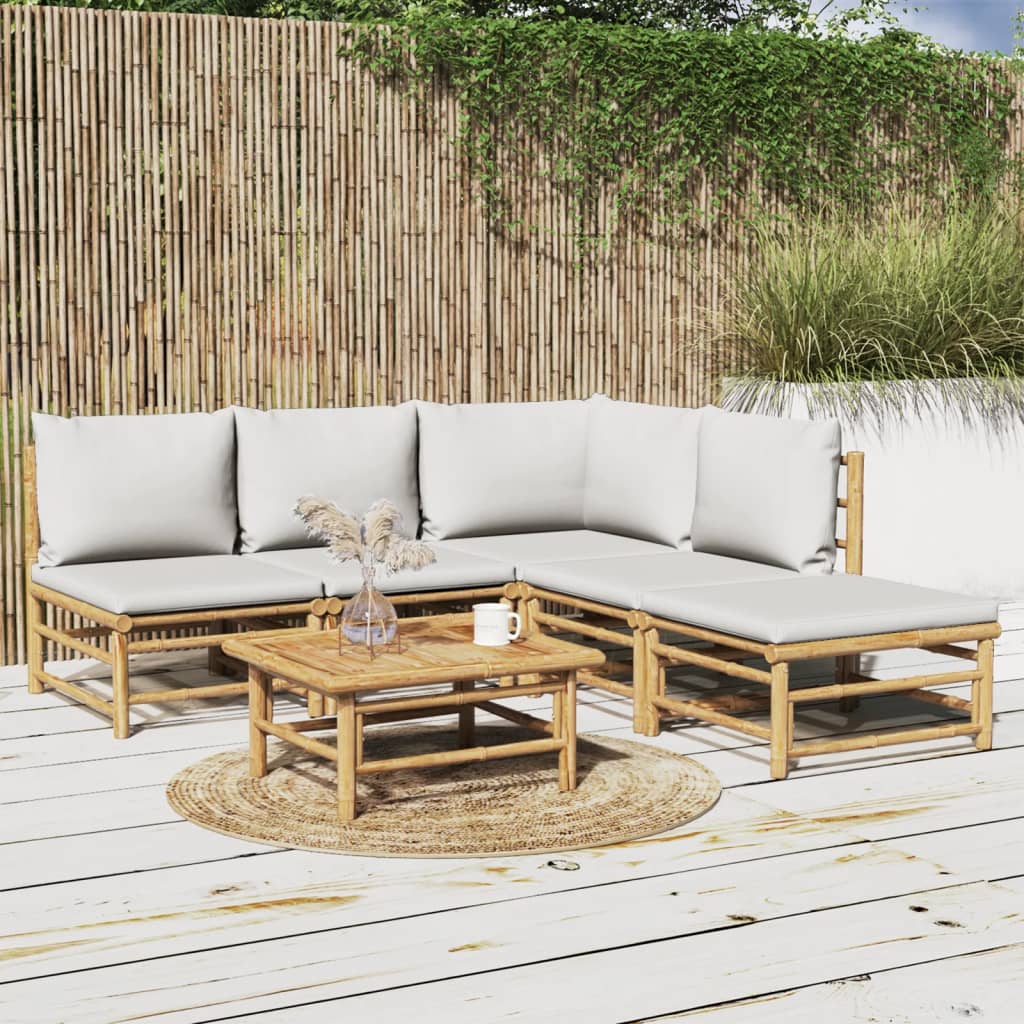 3 Piece Garden Lounge Set With Cushions Bamboo