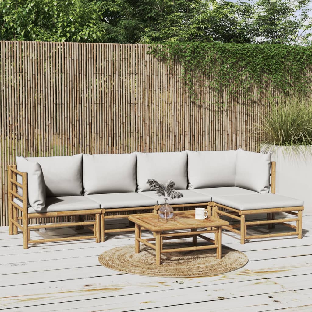 3 Piece Garden Lounge Set With Cushions Bamboo