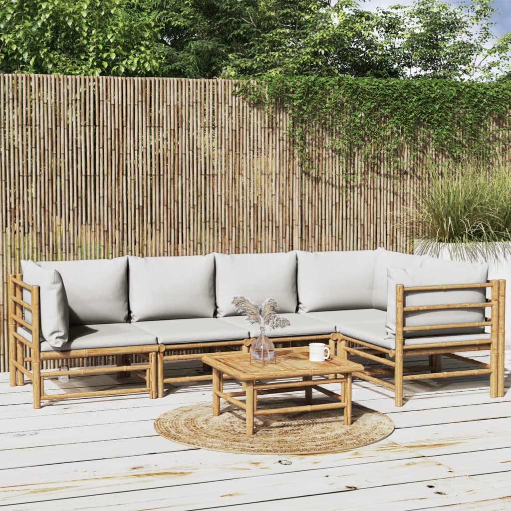 3 Piece Garden Lounge Set With Cushions Bamboo