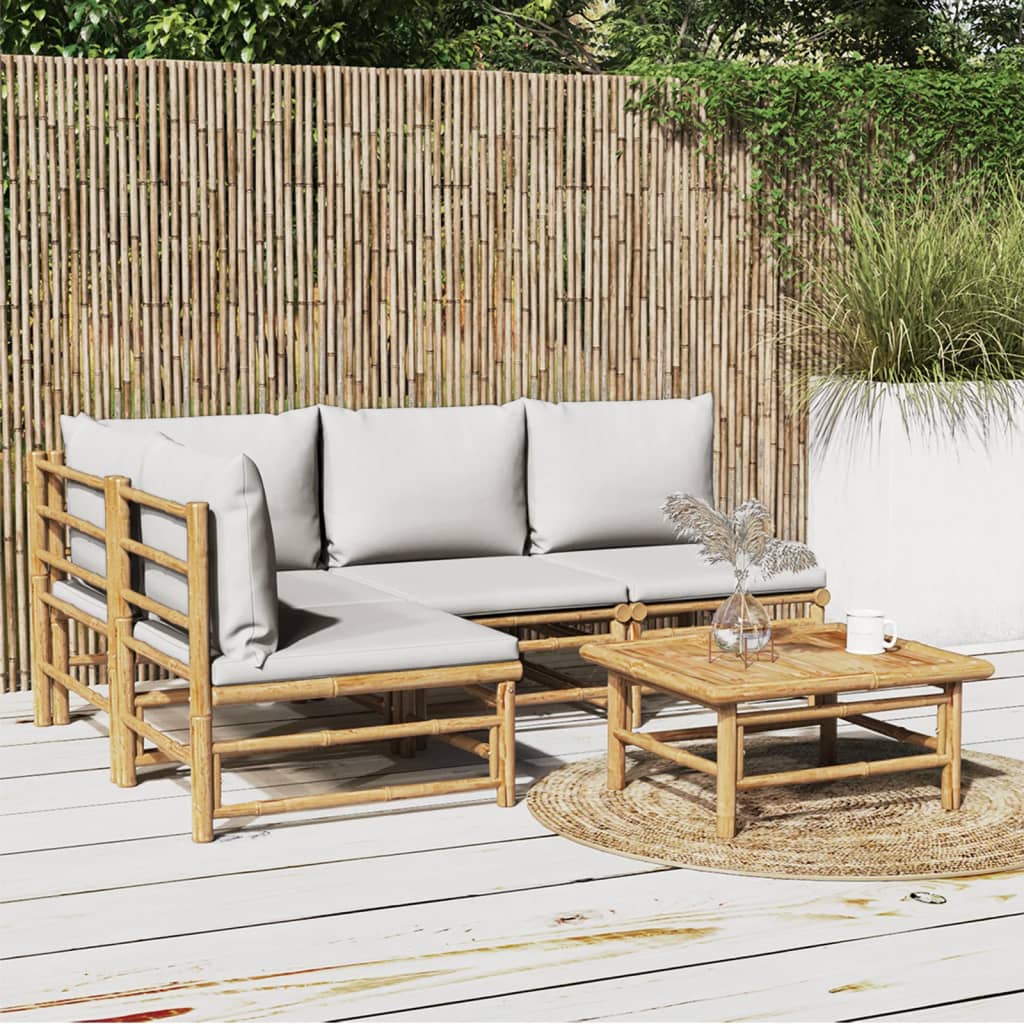 3 Piece Garden Lounge Set With Cushions Bamboo