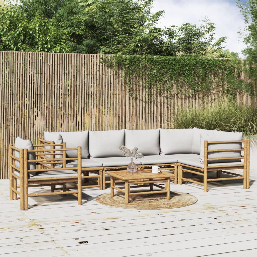 3 Piece Garden Lounge Set With Cushions Bamboo