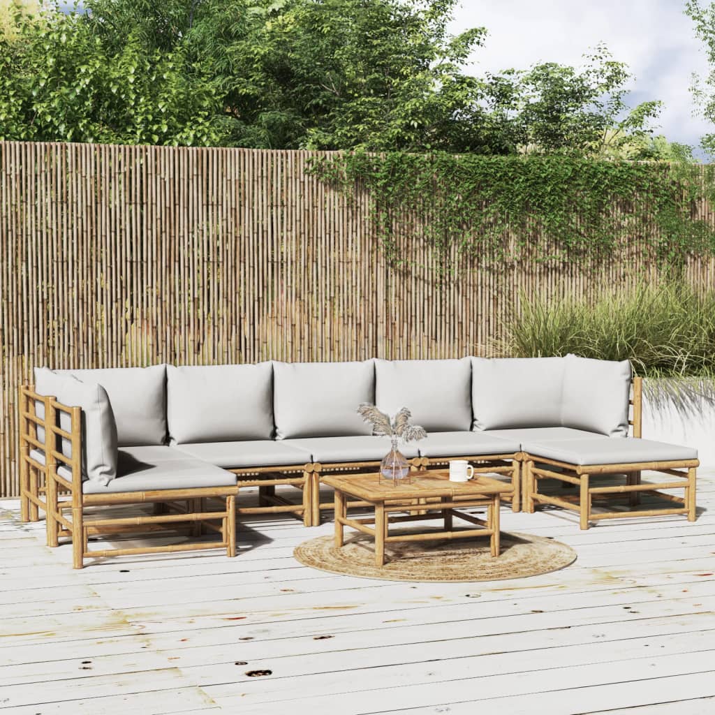 3 Piece Garden Lounge Set With Cushions Bamboo