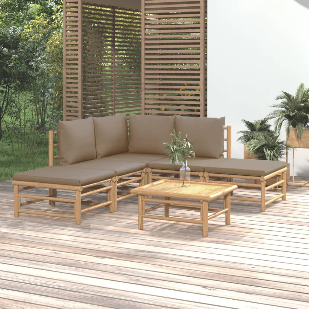 3 Piece Garden Lounge Set With Cushions Bamboo