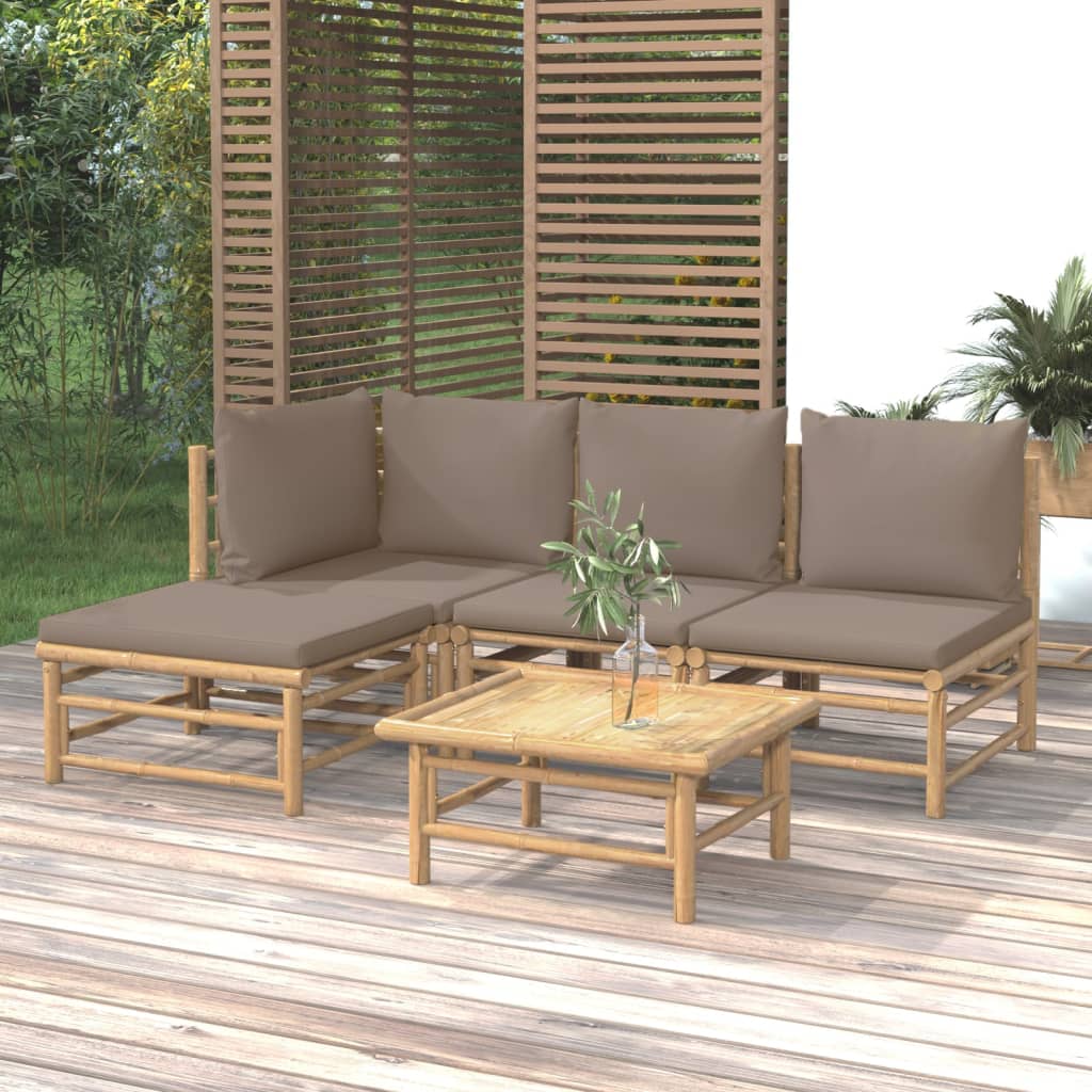 3 Piece Garden Lounge Set With Cushions Bamboo
