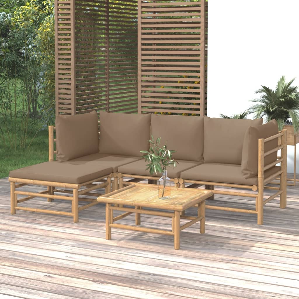 3 Piece Garden Lounge Set With Cushions Bamboo