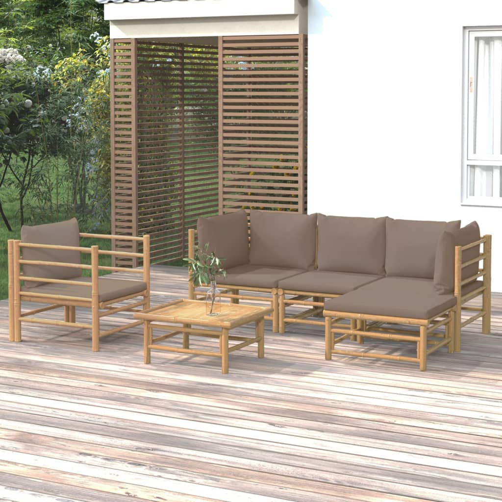 3 Piece Garden Lounge Set With Cushions Bamboo