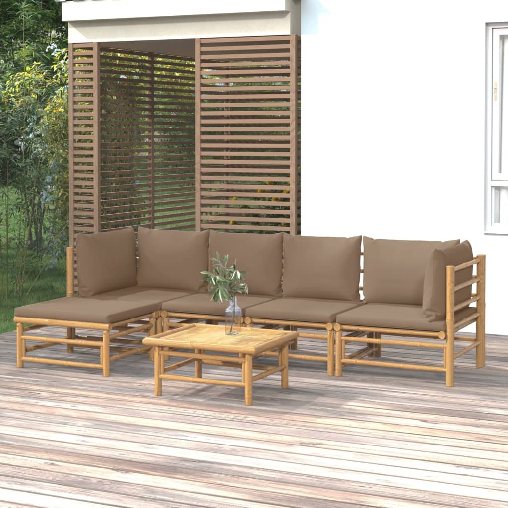 3 Piece Garden Lounge Set With Cushions Bamboo